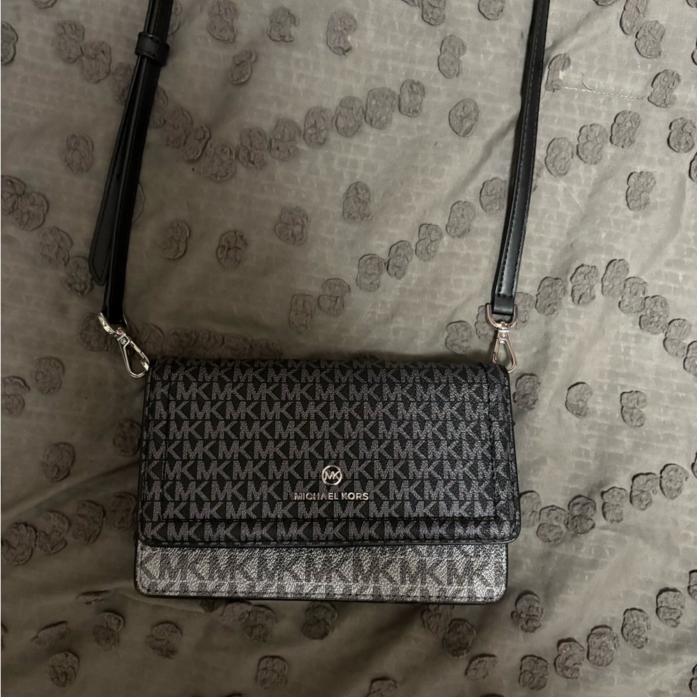 Michael Kors Black and Gray Signature Crossbody Bag